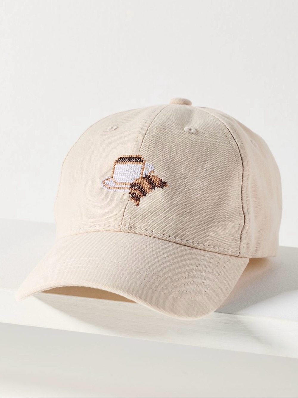 Anthropologie Coffee Icon Embroidered Baseball Cap